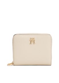 Tommy Hilfiger Geldbörse "TH DISTINCT MED ZA", beige, Lederimitat, feminin, Kleinlederwaren, Damen Geldbeutel, Portemonnaie mit TH-Schmuckelement