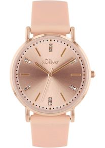 s.Oliver Damen Quarzuhr, orange, Armbanduhren, Armbanduhr, Damenuhr, Kristallsteine, Silikonarmband, analog