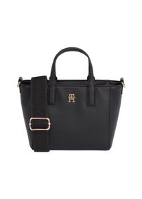 Tommy Hilfiger Damen Shopper "TH SOFT LOGO MINI TOTE", schwarz, Lederimitat, Taschen, Damen Beuteltasche, Henkeltasche, Schultertasche mit TH-Logo