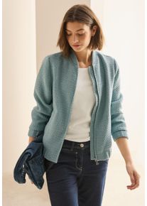 Cecil Damen Blousoncool salvia grün, casual, Gr. L, Strukturmuster, Bouclu00e9, Obermaterial: 100% Polyester, Jacken, in Bouclé Optik