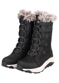 RIEKER SPORT Damen Winterboots, Gr. 40, schwarz, Leder, Textil, sportlich, Schuhe, Schneeboots, Winterboots mit Lammwollfutter, Fiber Grip Laufsohle