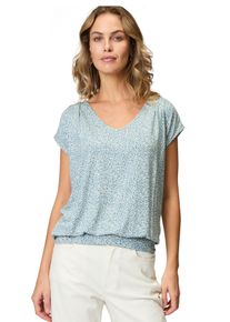 Zero Damen T-Shirt "Zero Shirt mit Blätterdruck"blaucream, casual, Gr. 38, bedruckt, Jersey, Obermaterial: 95% Viskose, 5% Elastan. Ärmelfutter: ohne