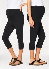 Neun Monate Damen Umstandsleggings "2er Pack Capri Hosen für Schwangerschaft und Stillzeit", schwarz, Basic, Gr. 36, unifarben, Jersey, Obermaterial: