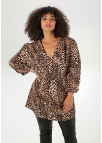 ANISTON PLUS Damen Schlupfbluse, braun, feminin, Gr. 54, animal-print, gemustert, Obermaterial: 100% Viskose, Blusen, in aktuellen Leoprint - NEUE
