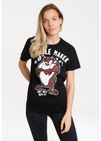 logoshirt Damen T-Shirt "Looney Tunes - Taz, Trouble Maker", schwarz, casual, Gr. XXL, bedruckt, 100% Baumwolle, Shirts, mit lizenziertem Print
