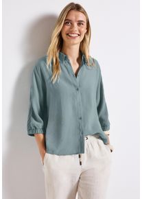 Street One Damen Hemdblusearona blau, casual, Gr. 34, unifarben, Web, Obermaterial: 84% Modal, 16% Polyester, Blusen, Kurzarm mit elastischen Bündchen