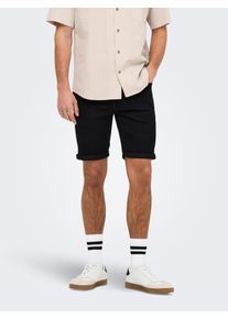 Only & Sons ONLY & SONS Herren Shorts "ONSPLY BLKD 9041 PIM DNM SHORTS", schwarz, modisch, Gr. M, unifarben, Web, Obermaterial: 64% Baumwolle, 31% Polyester, 3%