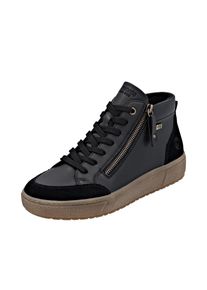 Remonte Damen Plateausneaker, Gr. 42, schwarz, Leder, Veloursleder, Lederimitat, unifarben, Basic, Schuhe, Schnürboots, Stiefelette mit