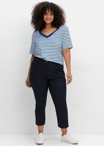 sheego Damen T-Shirt "T-Shirt"blaubeere, gestreift, Gr. 56, 97% Baumwolle, 3% Elasthan, Shirts