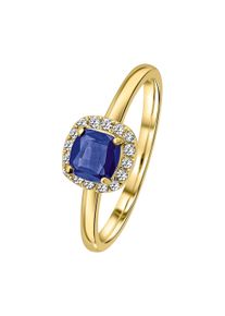 ONE ELEMENT Damen Diamantring "0,12 ct Diamant Brillant Safir Ring aus 585 Gelbgold", 52,mit Diamant, Gelbgold 585-Diamanten, gold, Gelbgold 585,