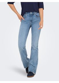 Only Damen Bootcut-Jeans "ONLBLUSH MID WAIST FLARED DNM", blau, modisch, Gr. M, unifarben, Denim/Jeans, Obermaterial: 92% Baumwolle, 6%