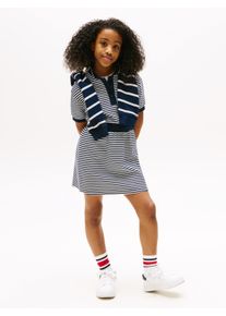 Tommy Hilfiger Mädchen Polokleid "POLO STRIPE DRESS SS", blau, casual, Gr. 6, geringelt, Jersey, Obermaterial: 87% Baumwolle, 10% Polyester, 3%