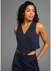 Laura Scott Damen Anzugweste, blau, feminin, Gr. 46, Nadelstreifen, Obermaterial: 65% Polyester, 33% Viskose, 2% Elasthan, Westen, mit Nadelstreifen