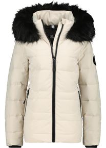 alife and kickin ALIFE & KICKIN Damen Winterjacke "Damen ZophiaAK A", beige, Gr. S, 100% Polyester, Jacken, leicht taillierter Passform, Kapuze und Kunstfell sind