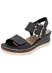 Remonte Damen Keilsandalette "Remonte Sandalen Leder", Gr. 38, schwarz, Leder, casual, Schuhe