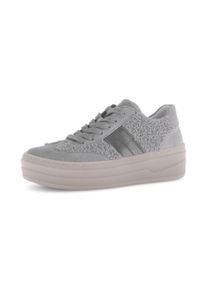 Gabor Damen Plateausneaker, Gr. 39, grau, Veloursleder, Textil, unifarben, sportlich, Schuhe, Freizeitschuh, Halbschuh, Schnürschuh in Teddy-Optik