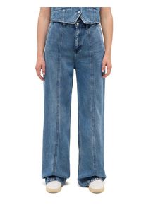 Mustang Damen 5-Pocket-Hose "Damen Style Luise Wide"581 blau, casual, Gr. 33, unifarben, 100% Lyocell, Hosen