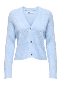 Only Damen Strickjacke "ONLKATIA LS CABLE V-NECK CARDIGAN CC KNT"kentucky blau detail:with melange, modisch, Gr. XL, meliert, Strick, Obermaterial: