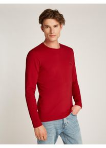 Tommy Hilfiger Herren Langarmshirt "STRETCH SLIM FIT LONG SLEEVE", rot, casual, Gr. XL, unifarben, bestickt, Single Jersey, Obermaterial: 96%