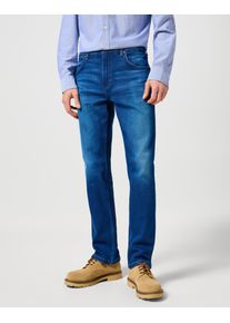 Wrangler Herren Straight-Jeans "GREENSBORO FREE TO STRETCH", blau, casual, Gr. 32, Denim/Jeans, Obermaterial: 94% Baumwolle, 5% Elastomultiester, 1%