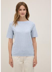 Cecil Damen Rundhalsshirt, blau, Basic, Gr. L, gestreift, Web, 100% Baumwolle, Shirts, aus reiner Baumwolle