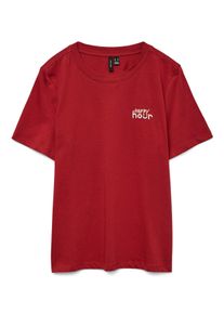 Véro Moda VERO MODA Damen T-Shirt "VMFRIGGA PAULINA SS TOP BOX JRS GA"karanda rot print:happy hour, modisch, Gr. XL, bedruckt, Jersey, Obermaterial: 100%