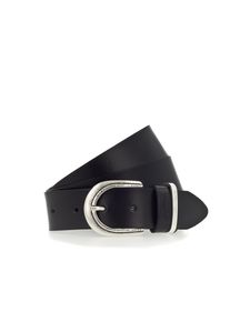 Mustang Damen Ledergürtel, schwarz, casual,modisch, Gr. 80, unifarben, Materialmix, Gürtel, Mit dunklen Airbrushkanten und einer ovalen Dornschließe,