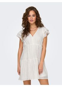 Only Damen Minikleid "ONLHELENA LACE CAPSL DRESS WVN NOOS", weiß, modisch, Gr. M, unifarben, Jersey, Obermaterial: 100% Baumwolle, Kleider