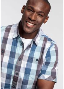 MAN'S WORLD MAN'S WORLD Herren Kurzarmhemd, blau, casual, Gr. XXL, kariert, Web, Obermaterial: 100% Baumwolle, Hemden, im Karomuster