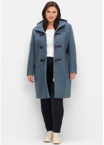 sheego Damen Dufflecoat, blau, Gr. 50, 90% Polyester, 10% Wolle, Mäntel