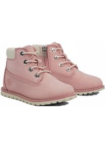Timberland Damen Schnürboots "POKEY PINE MID LACE UP WITH ZIP BOOT", Gr. 23, rosa, Leder, Synthetik, sportlich, Schuhe, Winterstiefel, Schnürstiefel,