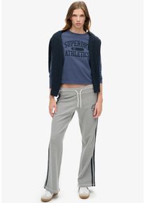 Superdry Damen Sweathose "ATHLETIC STRIPE FLARE JOGGER", grau, casual, Gr. XL, meliert, Sweatware, Obermaterial: 100% Baumwolle, Hosen, Jogginghose