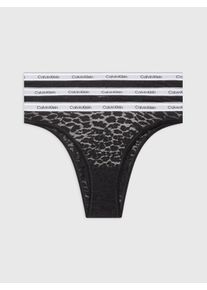 Damen Brasilslip "3 PACK BRAZILIAN (LOW-RISE)", Calvin Klein Underwear, Gr. XL, schwarz, Spitze, Obermaterial: 87% Polyamid, 13% Elasthan, gemustert,