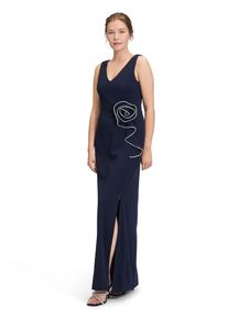 Vera Mont Damen Abendkleid "Vera Mont Abendkleid mit Volant", blau, elegant, Gr. 36, Cru00eape, Obermaterial: 95% Polyester, 5% Elasthan. Futter: