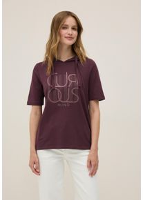 Cecil Damen T-Shirt, rot, casual, Gr. M, unifarben, Web, Stoff, 50% Baumwolle, 50% Modal, Shirts, mit Kapuze mit Tunnelzugband