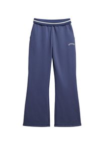 Superdry Damen Sweathose "ESSENTIAL LOGO LR FLARE JOGGER", blau, casual, Gr. M, unifarben, Jersey, Obermaterial: 100% Baumwolle, Hosen
