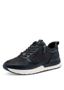 Tamaris Damen Keilsneaker, Gr. 39, blau, Textil, Lederimitat, unifarben, sportlich, Schuhe, Freizeitschuh, Halbschuh, Logoaufnäher an der Schuhzunge
