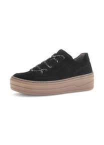 Gabor Damen Plateausneaker, Gr. 35, schwarz, Veloursleder, unifarben, sportlich, Schuhe, Schnürschuh, Halbschuh, Freizeitschuh mit Best