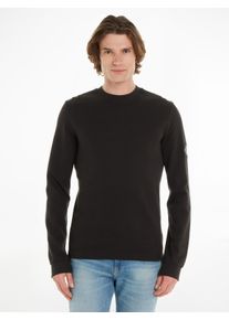 Herren Langarmshirt "BADGE WAFFLE LS TEE", schwarz, casual, Gr. XL, Calvin Klein Jeans, unifarben, Single Jersey, Obermaterial: 100% Baumwolle,