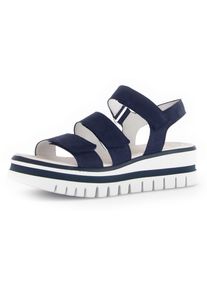 Gabor Damen Keilsandalette, Gr. 41, blau, Nubukleder, unifarben, modisch, Schuhe, Plateau, Riemchensandale, Sommerschuh mit drei Klettverschlüssen