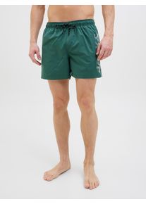 Jack & Jones JACK & JONES Herren Badeshorts "JPSTMAUI JJSWIM SPLICE LOGO AKM SN"mallard grün, modisch, Gr. S, bedruckt, Web, Recycling-Polyester, Badehosen