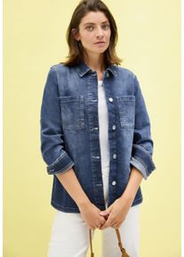 Cecil Damen Jeansjacke, blau, casual, Gr. M, unifarben, Denim/Jeans, Obermaterial: 77% Baumwolle, 20% Polyester, 3% Elasthan, Jacken, Denim-Overshirt