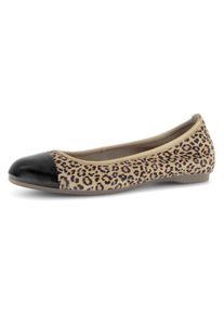 Gabor Damen Ballerina, Gr. 40, schwarz, Ziegenveloursleder, Nappaleder, kontrastfarbene Details, animal-print, klassisch, Schuhe, Blockabsatz,