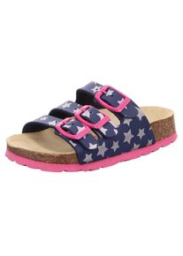 Superfit Kinder Hausschuh "Fußbettpantolette WMS: Mittel", Gr. 29, bunt, Lederimitat, bedruckt, sportlich, Schuhe, Schlappen, Hausschuh mit allover