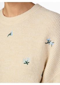 Y.A.S Damen Rundhalspullover "YASFLEUR LS KNIT PULLOVER S. NOOS", beige, modisch, Gr. M, geblümt, Strick, Obermaterial: 52% Polyester, 26% Polyacryl,