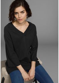 Boysen's BOYSEN'S Damen V-Ausschnitt-Pullover, schwarz, feminin, Gr. 38, unifarben, Feinstrick, Obermaterial: 70% Viskose, 30% Polyamid, Pullover, in leichter