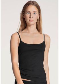 Calida Damen Unterhemd "Natural Comfort", Gr. XXS, schwarz, Single Jersey, Obermaterial: 92% Baumwolle, 8% Elasthan, unifarben, casual, Unterhemden,