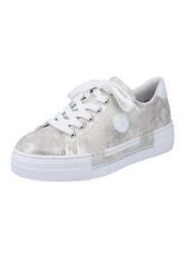 Rieker Damen Sneaker, Gr. 38, grau, Lederimitat, used, sportlich, Schuhe, Freizeitschuh, Halbschuh, Schnürschuh mit Plateausohle
