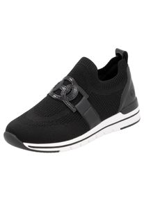 Remonte Damen Slip-On Sneaker, Gr. 39, schwarz, Textil, Lederimitat, unifarben, sportlich, Schuhe, Freizeitschuh, Halbschuh, Slipper mit Gummizug am
