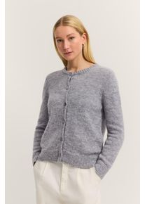 Bugatti Damen Cardigan "Weich & warm"250, grau, casual, Gr. XXL, unifarben, Strick, 48% Polyamid, 22% Alpaka, 22% Polyacryl, 8% Wolle, Strickjacken,